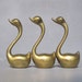 RESERVED-Vintage Miniature Brass Swan Figurines / Modern Simple Lines Metal Birds / Elegant Goldtone Trio