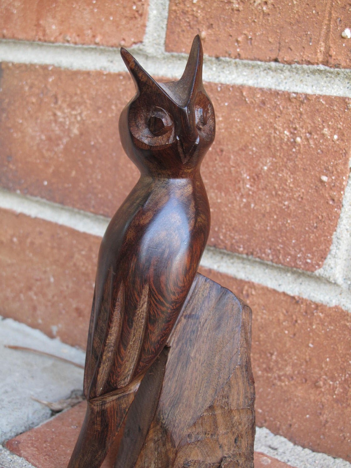 Vintage Hand Carved Wood Owl Sculpture / Seri Indians Carved