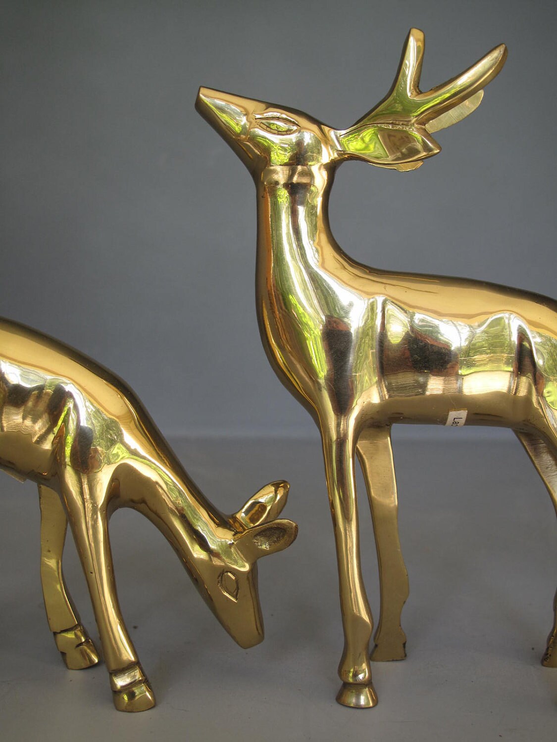 Vintage Buck and Doe Brass Deer Figurine / Beautiful Hand Made