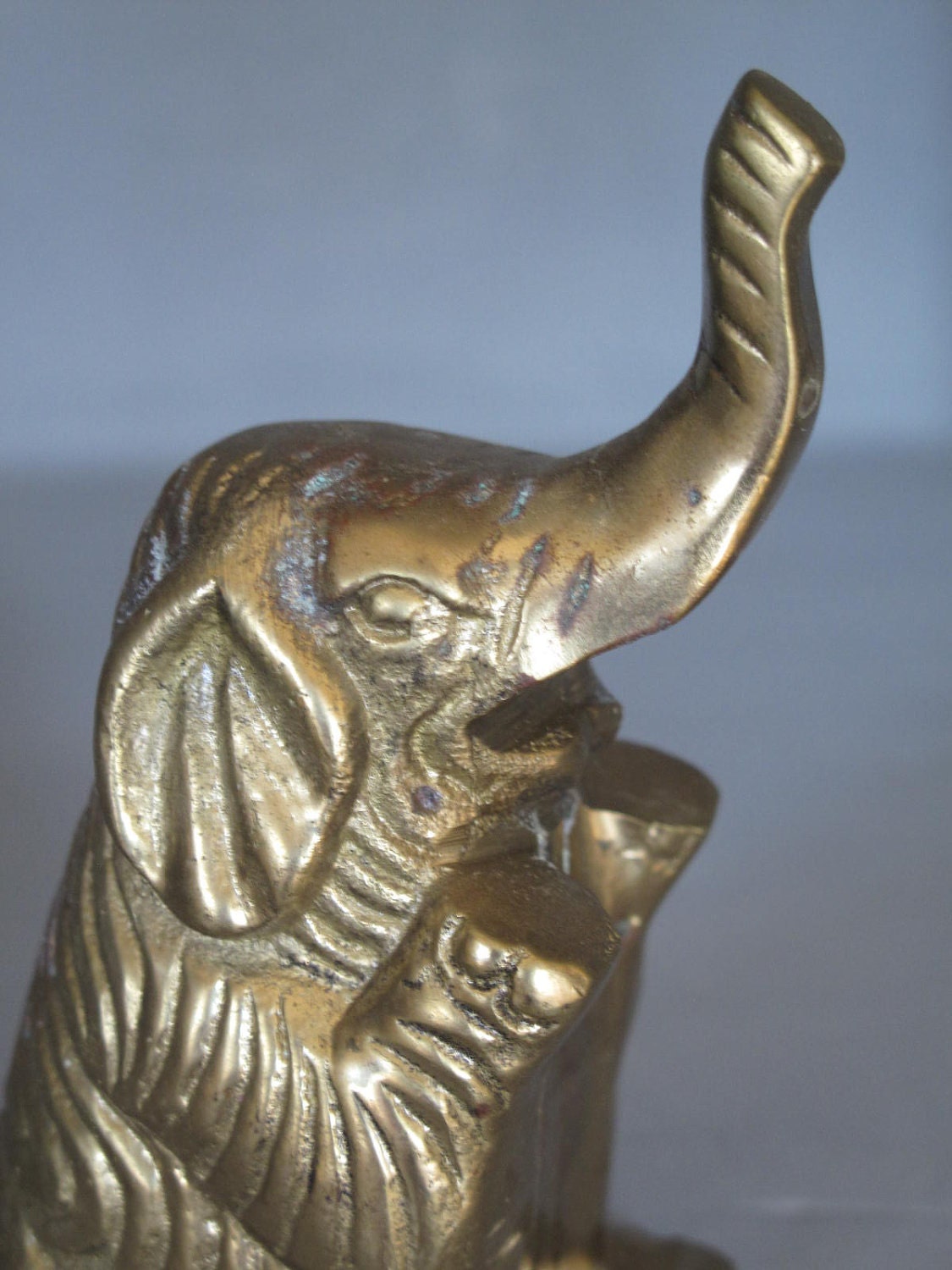 Vintage Brass Elephant Figurine / Solid Brass Baby Elephant