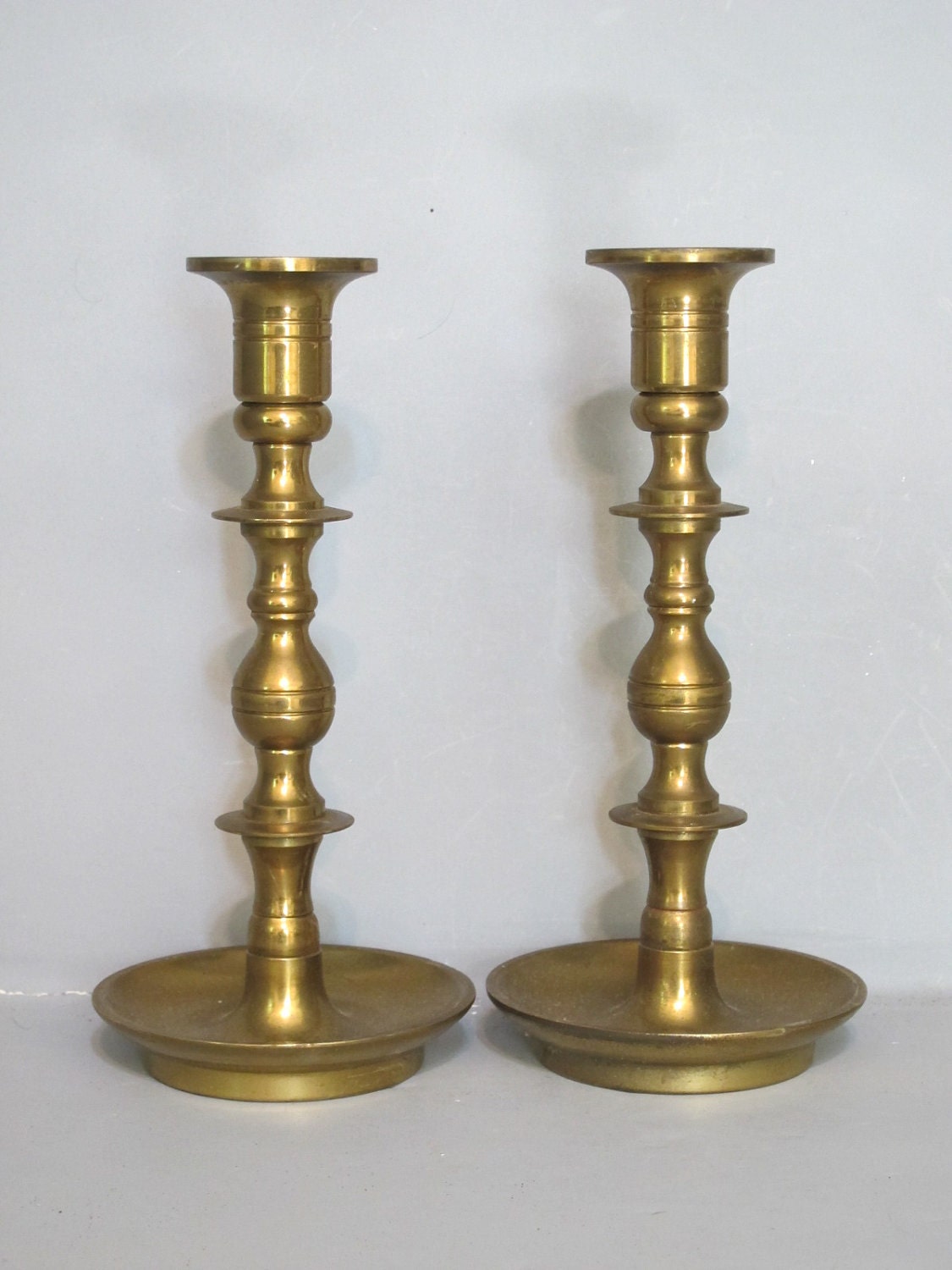 Vintage Brass Candle Holder Set of 2 / Classic Design Solid