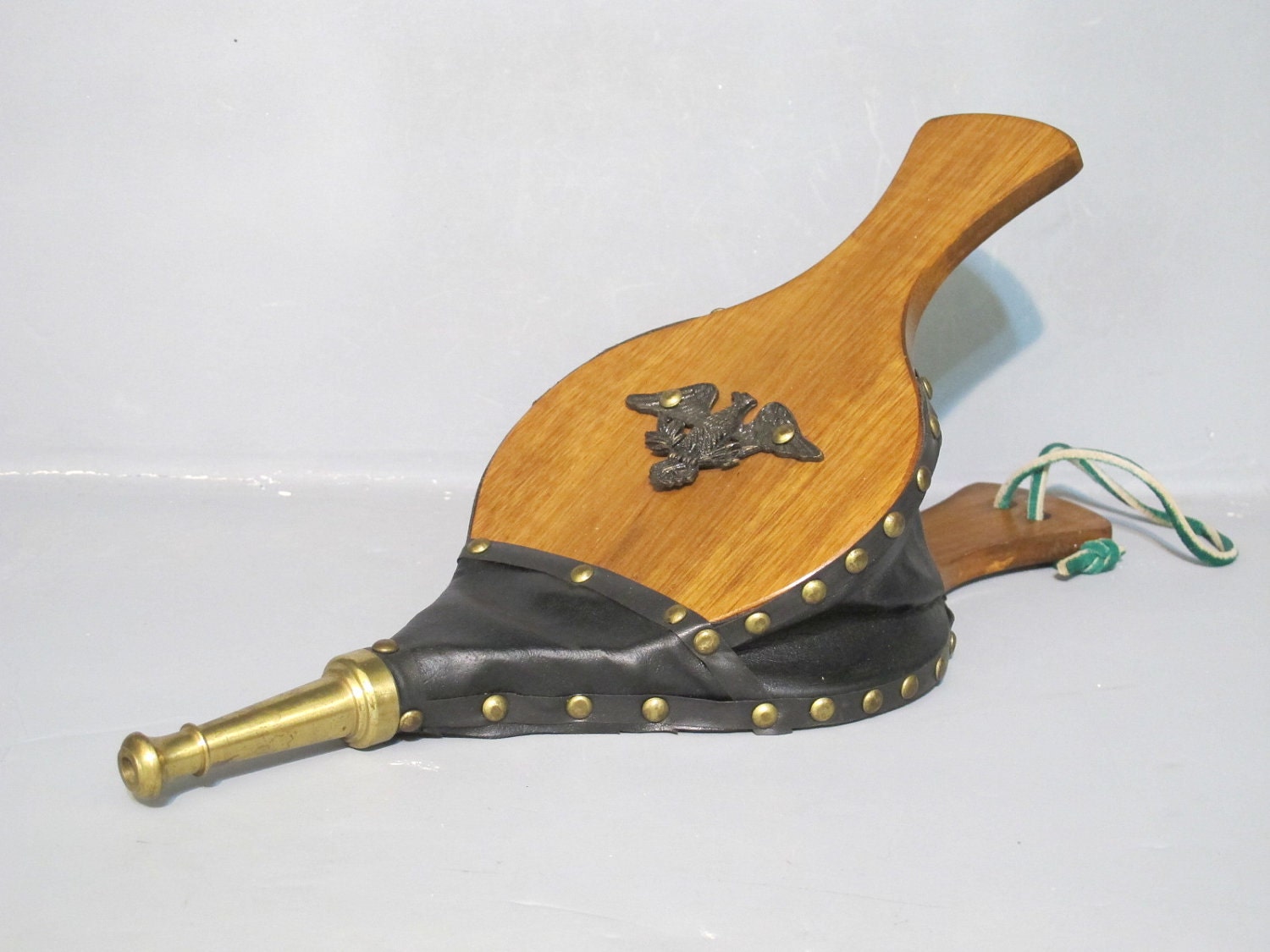 Vintage Fireplace Bellows / Hand Air Blower with Brass