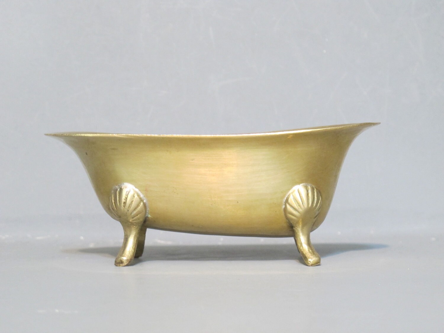 Vintage Miniature Brass Bathtub / Solid Brass Soap Dish / Tiny