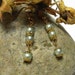 Genuine Pearl Earrings Light Green Gold Fidnings