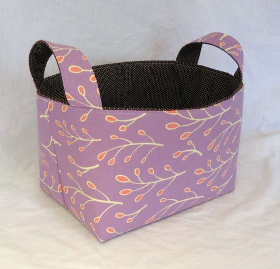 Fabric Storage Bin Lavender and Brown