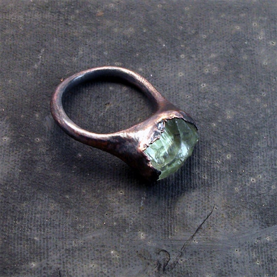 Amethyst Copper Ring Mint Celadon Gem Stone Crystal Artisan
