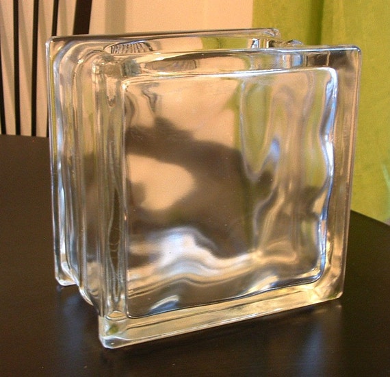 Glass Block Vintage FLOWER VASE 1940s Modern Retro 5 3/4