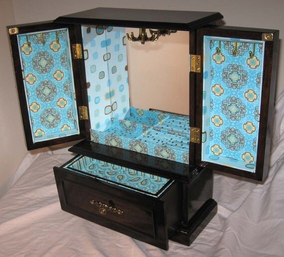 Refinished chocolate brown jewelry box