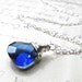 Sapphire Wire Wrapped Necklace, Crystal Sterling Silver Wire Wrapped