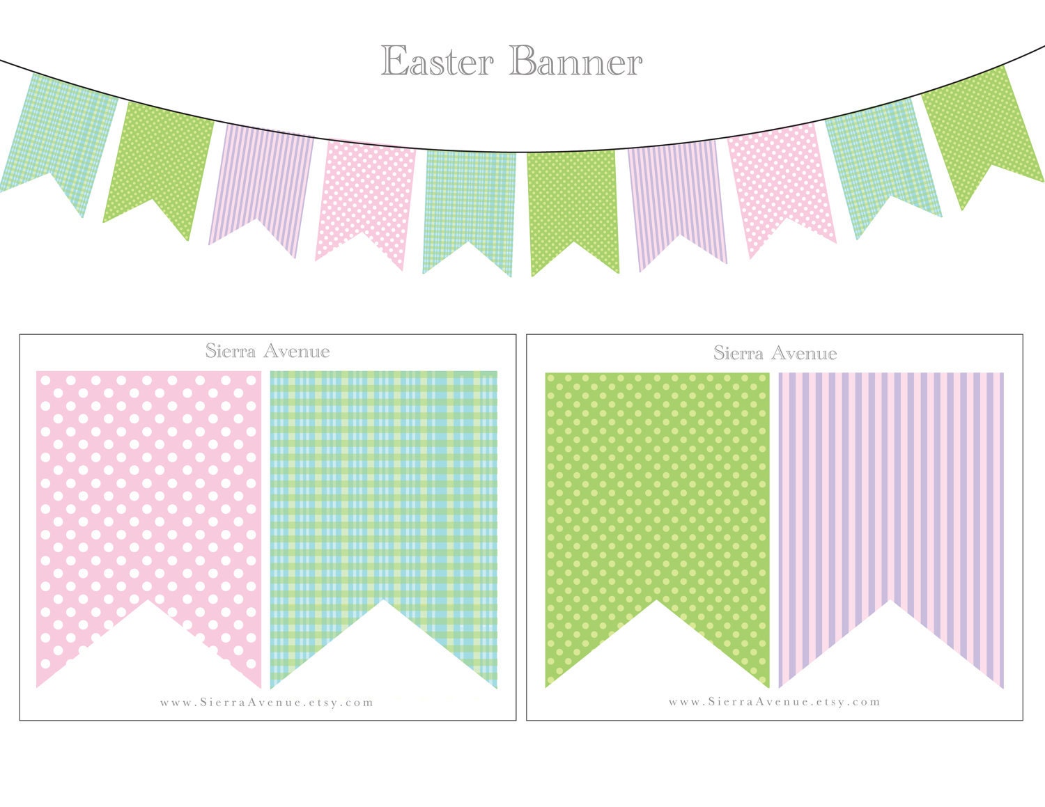 Printable Spring Easter or Birthday Banner Flags by SierraAvenue