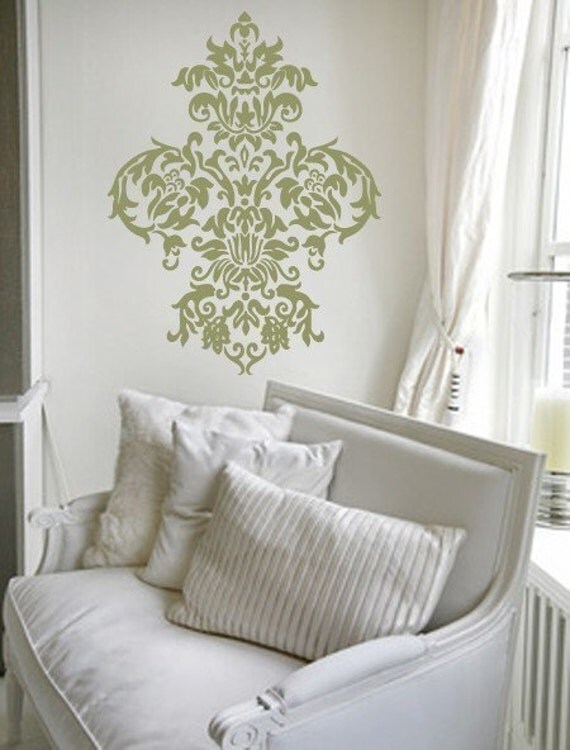 Items similar to Large Damask Vinyl Wall Decal Art Baroque Sticker