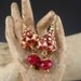 Bright Red Enamel Earring with Faceted Glass