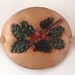 Leather Hair Barrette Holly Red Berries