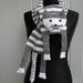 Hand-knitted white grey cat scarf