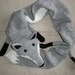 Hand-knitted light grey fox scarf