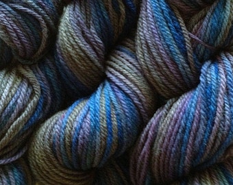 Thunder Storm Sport Weight Handpainted Merino Wool Yarn Gray Blue Purple
