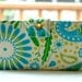 Women's Wallet Handmade wallet in blue, green and yellow floral with paisley