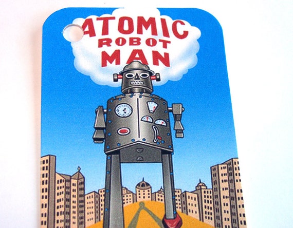 Robot  Tags -  Set of 8 - Retro Robots  - Mid Century Robots - Sci Fi Tags - Gift Tags - Thank Yous - Atomic Age Robots - Futuristic Tags