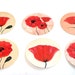 Poppy Flower Stickers or Envelope Seals in Red Set of 22