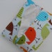 Pocket Tissue Holder Fat Birds Turquoise Blue Green