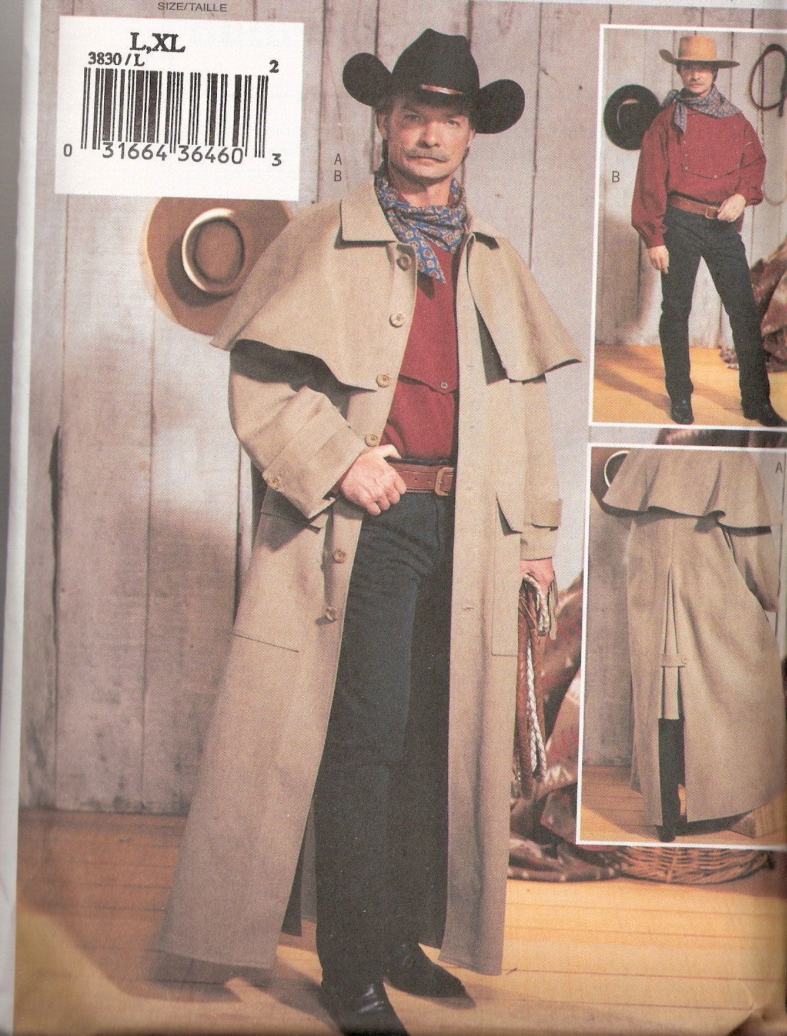 Cowboy Duster Coat Historical Costume Sewing Pattern B3830 Out