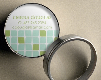Cierra (Mod Cubes) - 50 CUSTOM Round Calling Cards/ Business Cards/ Tags in Tin