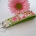 Lime Green & Pink Retro Floral Wristlet / Key Fob / Keychain