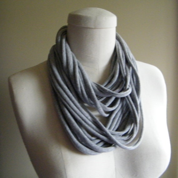 Gray Tshirt Scarf Necklace Gray Scarf Infinity Scarf