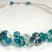 Teal Blue Beaded Necklace - Wire Crochet Necklace - Teal Necklace - Glass Beaded Necklace - Czech Glass