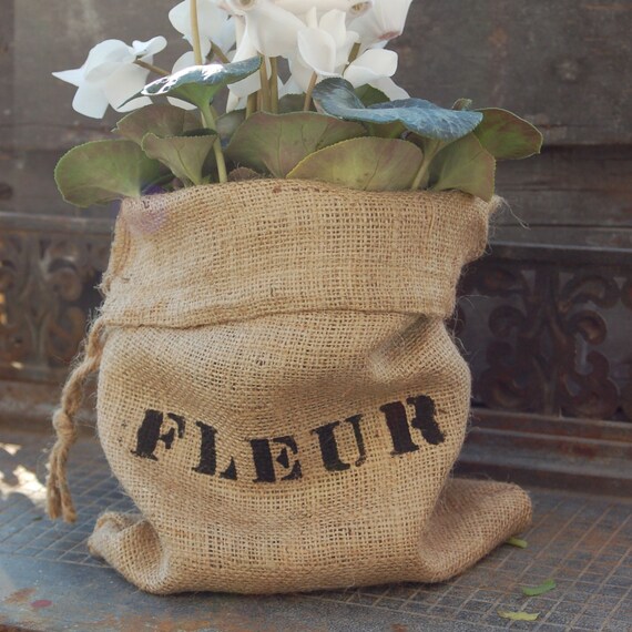 mini burlap bag with fleur mini burlap bag with fleur