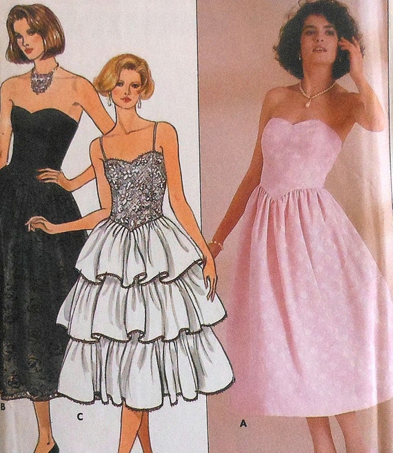 1980 s Retro Style Party Formal  Dress  Sewing  Pattern  UNCUT