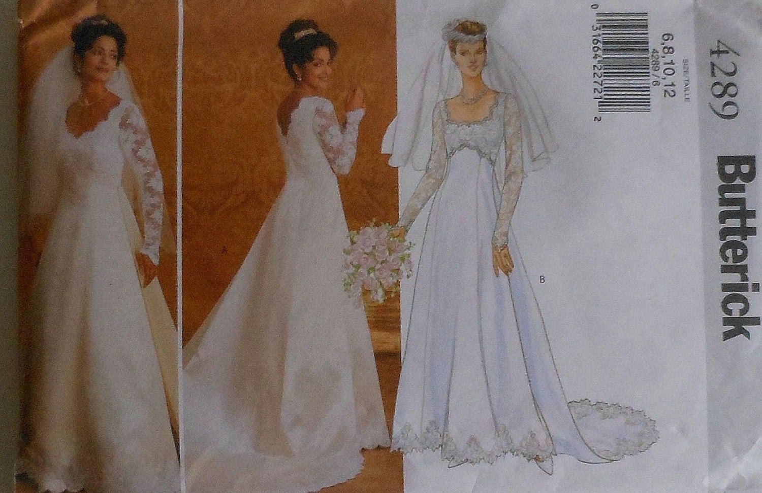 Wedding Gown With Detachable Train Sewing Pattern Butterick 5383