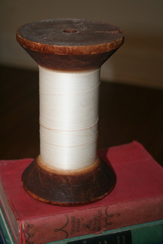antique spool . vintage thread . wooden . primitive . by octobre