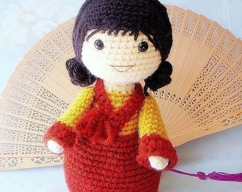 Mina - Crochet Amigurumi girl doll pattern / PDF