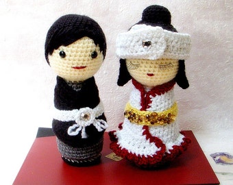 Amigurumi patterns - Japanese Wedding - 2 Crochet Amigurumi Kokeshi tutorial PDF