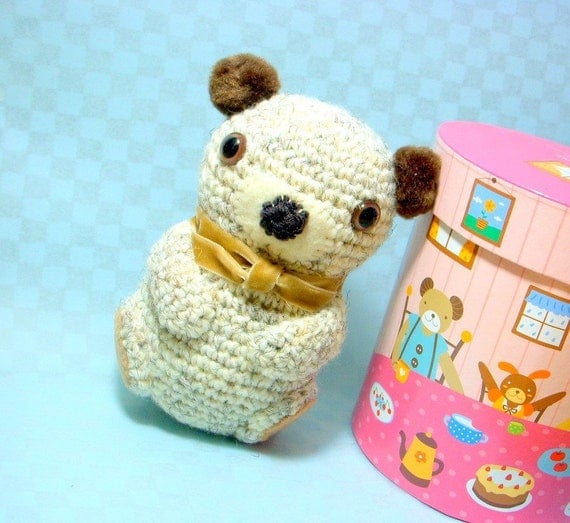 Pattern-Pom Pom Ears Bear/ Amigurumi animal doll