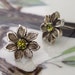 RESERVED for TED Flower Earrings Mali Garnet Sterling Silver Petite