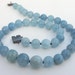 Blue Aquamarine Beryl Classic Hand Knotted Necklace Sterling Clasp