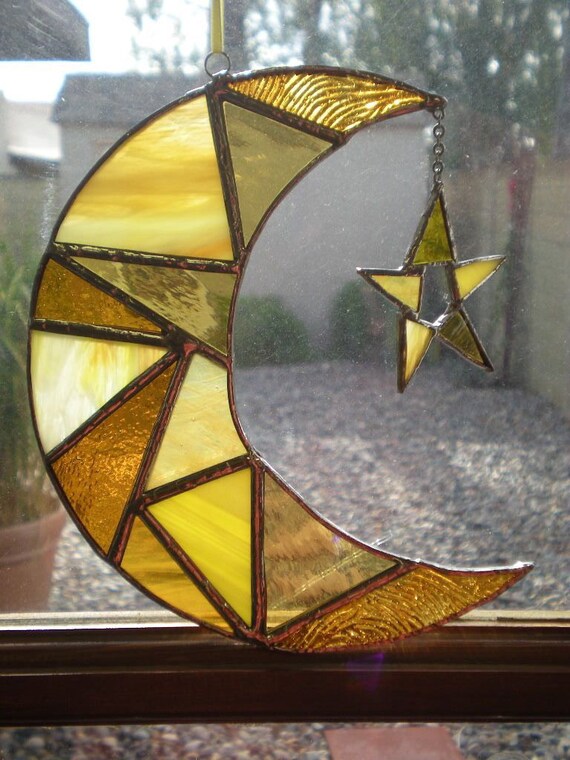 Stained Glass Moon and Star