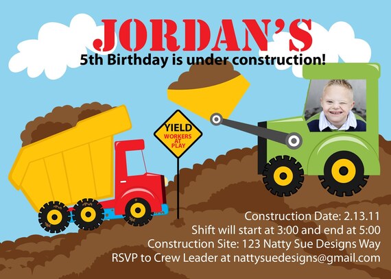 Items similar to Dump Truck-Custom Birthday Party Invitation on Etsy