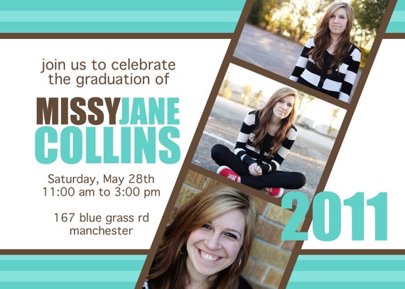 Items similar to Photo Strip Custom Graduation Announcement or ...