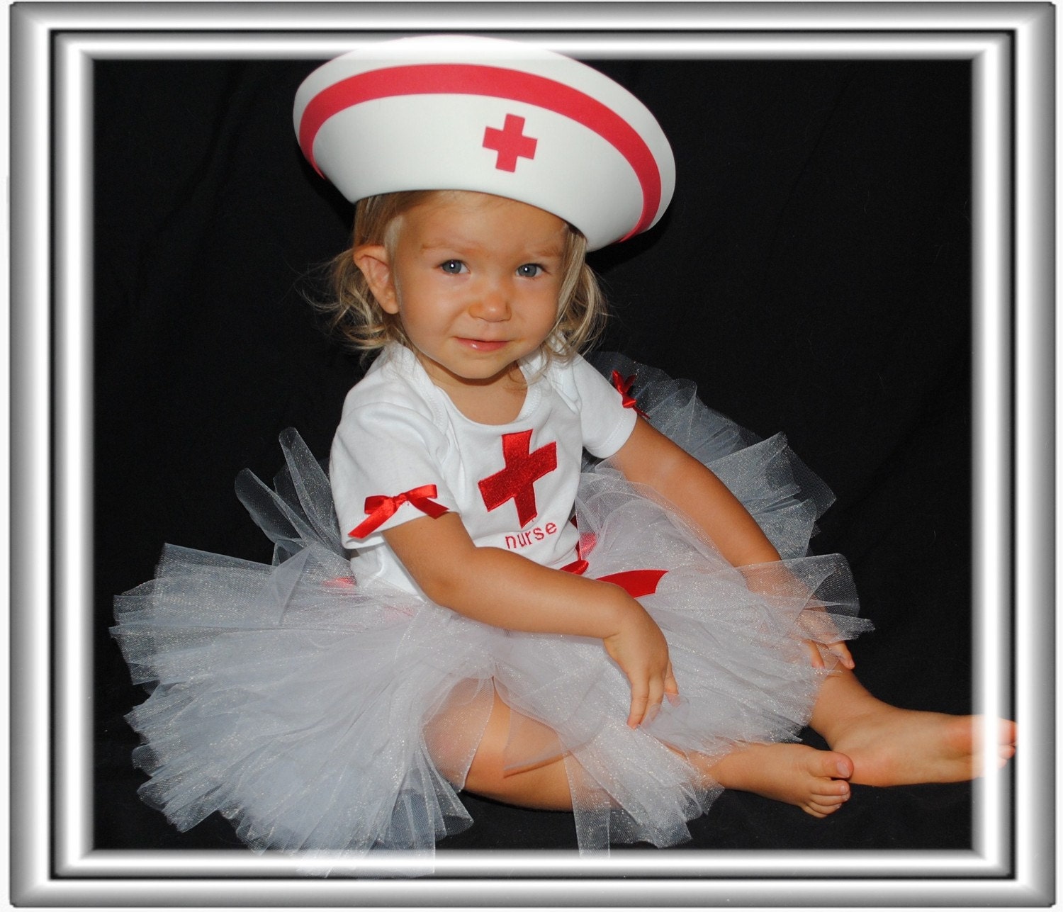 Infant/Toddler Nurse Costume includes onesie tutu and