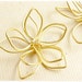 2 pcs- (1321-MG-LG) LARGE M. Gold plated flower shaped wire pendants