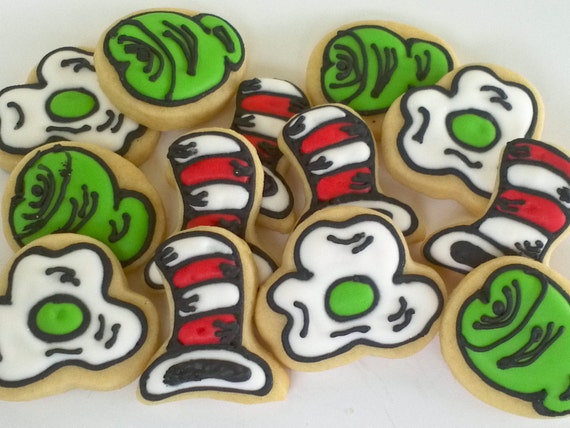 Cat in the Hat Mini Sugar Cookies- 2.5 dozen mini cookies Il_570xn