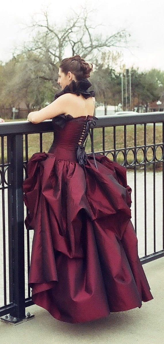 Red Corset Prom Gown Steampunk gothic by thesecretboutique