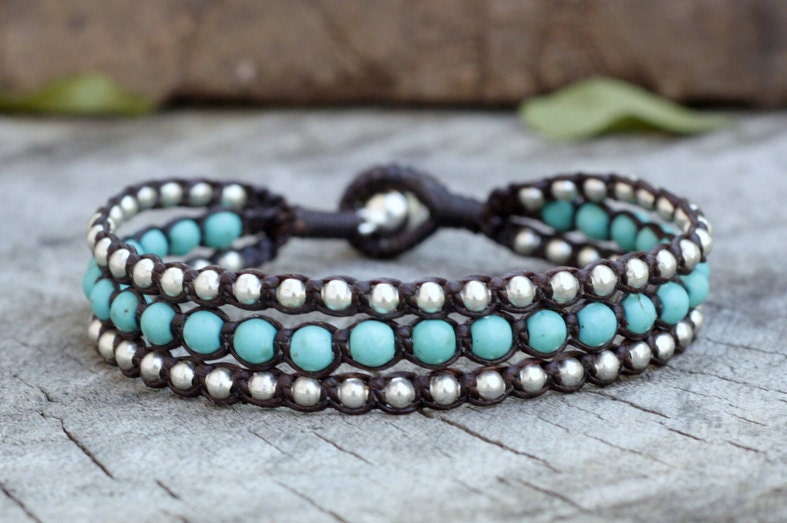 Turquoise Layer Silver Bracelet