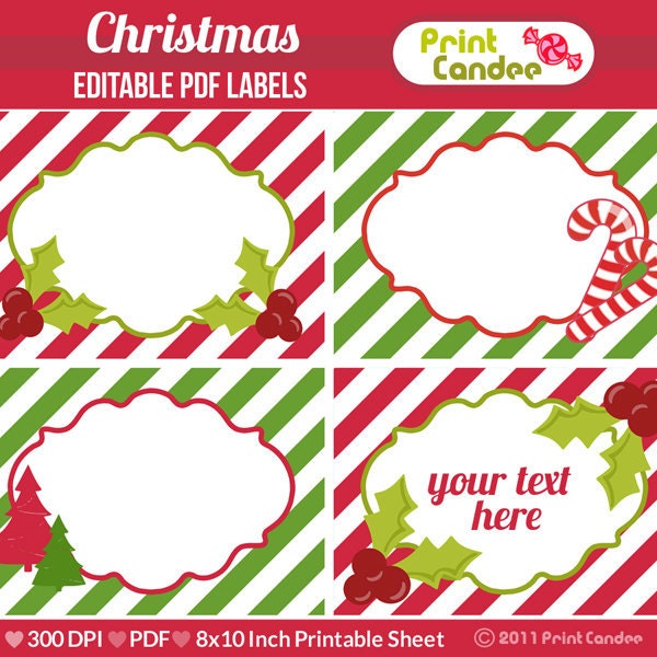 Rectangle Editable PDF 8x10 Christmas Labels No. 235