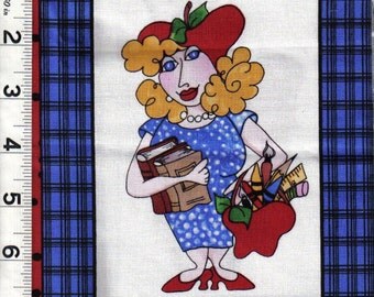 Loralie Cool School Teacher Lady quilt fabric ONE block