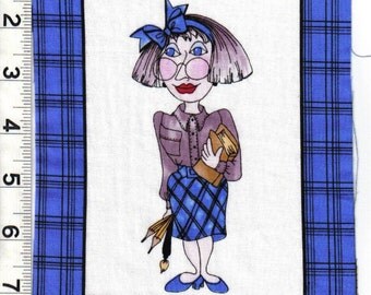 Loralie Cool School Teacher Lady quilt fabric ONE block
