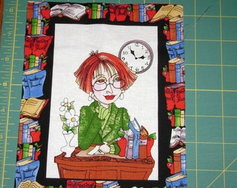Loralie Cool School Teacher Lady quilt fabric ONE block